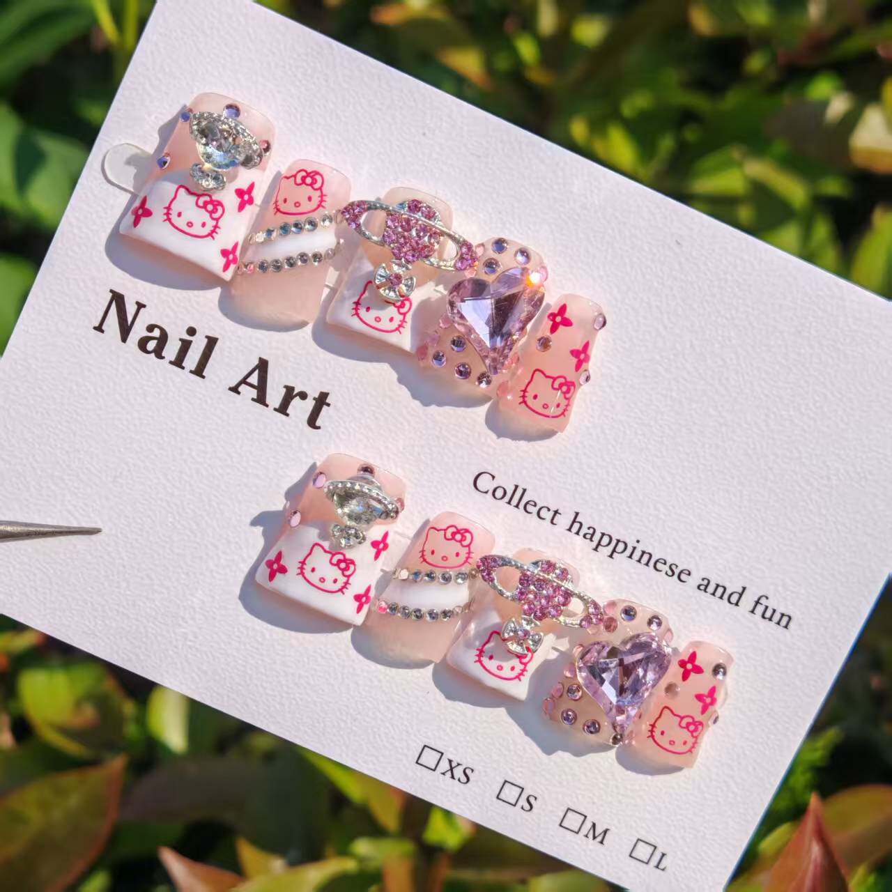 跨境Duckbill manicure鸭嘴美甲 hello kitty欧美指甲手工穿戴甲