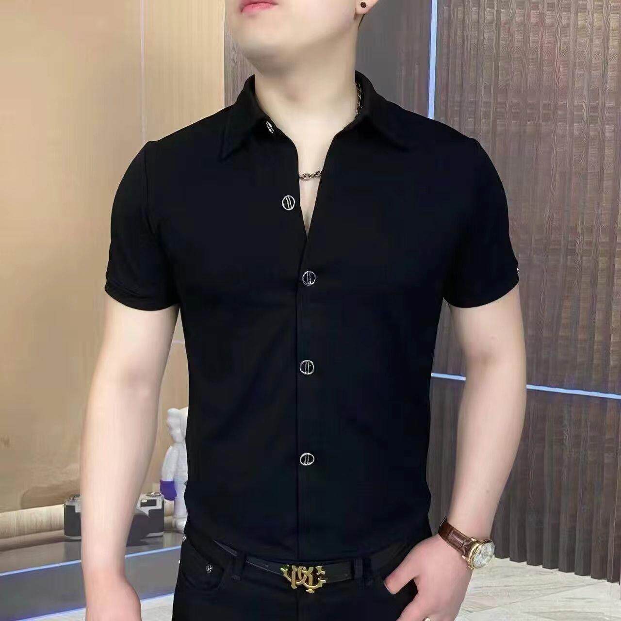 夏季男士时尚潮流潮牌冰丝痞帅Polo衫纯色男款短袖T恤男2026新款t