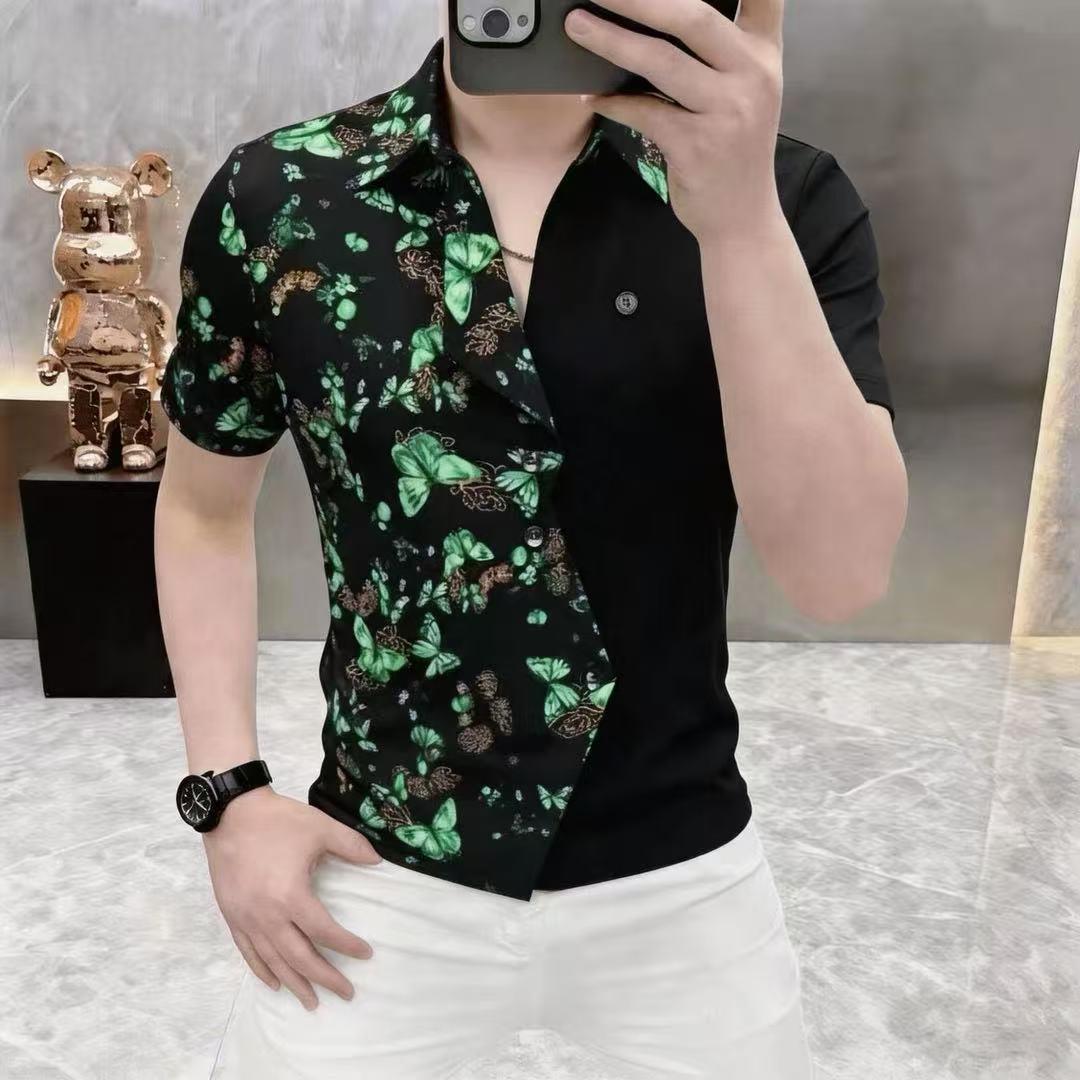 高档夏季男士时尚不对称翻
