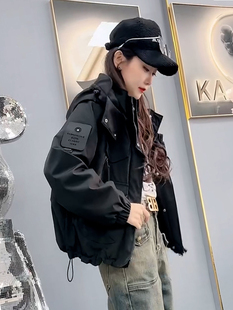 加棉冲锋衣外套女短款小个子夹棉上衣2025新款春秋风衣棉夹克加厚