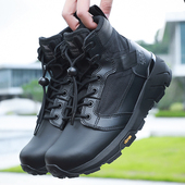 新款 君洛克飞鱼中帮超轻V底作战靴作训靴透气男女牛皮户外战术靴