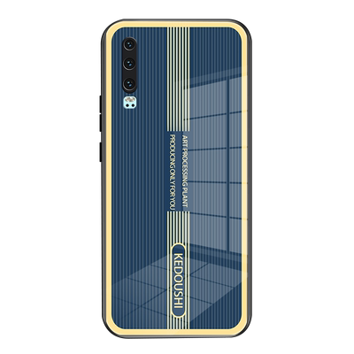 适用华为P30手机壳钢化玻璃p30超薄金属条纹ELE-AL00保护套全包边防摔男女新款外壳