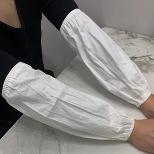 纯白纯棉袖套长款食堂餐厅劳保护袖筒白色办公防污加长护袖套袖