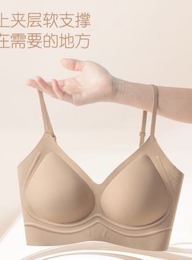 秋冬轻暖红色好运文胸无痕内衣小胸聚拢显大粉底液抹胸细肩带美背