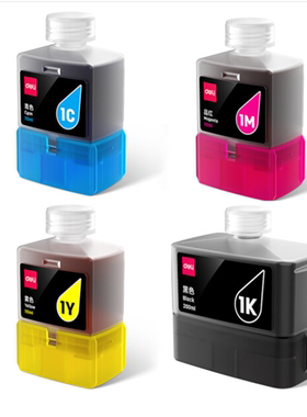 得力喷墨打印机L300W/NW原装墨水黑红黄 蓝色一瓶装200ML/110ML