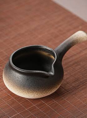 白瓷粗陶汝窑侧把公道杯陶瓷开片可养大号分茶器功夫茶具配件茶海