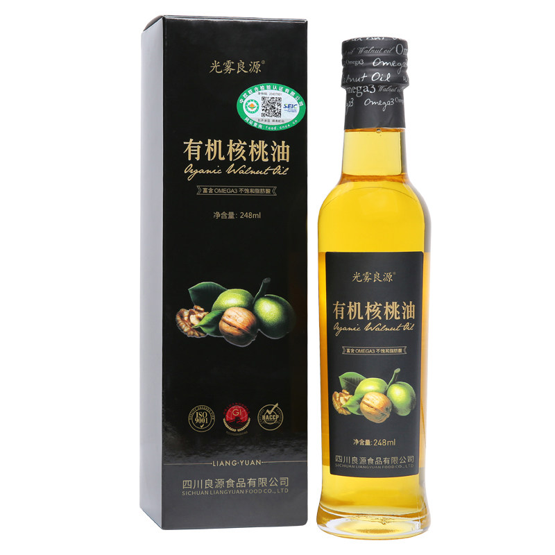 光雾良源有机核桃油248ml全物理低温冷榨 有机认证婴儿辅食凉拌
