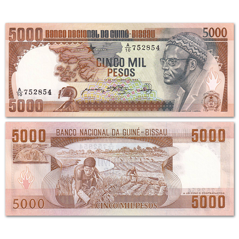 【非洲】几内亚比绍5000法郎纸币 1984年 外国钱币 全新UNC P-9