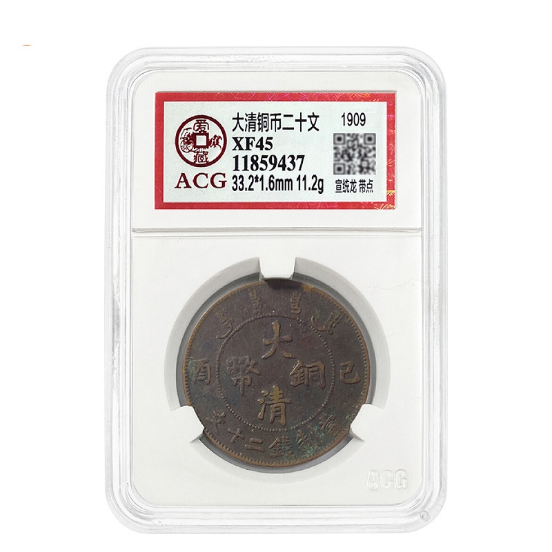 大清铜币二十文铜元 己酉 清朝铜元 实物拍摄 爱藏评级
