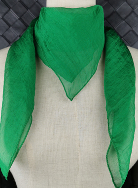 夏季绿色丝巾女春秋小方巾70x70纯色时尚洋气百搭正方形装饰围巾