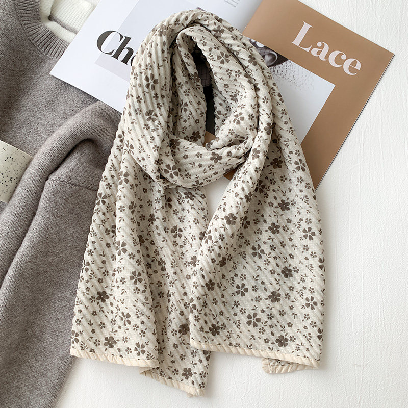 韩版百搭文艺棉麻透气围巾女2025春秋新款双层披肩韩国长款薄丝巾