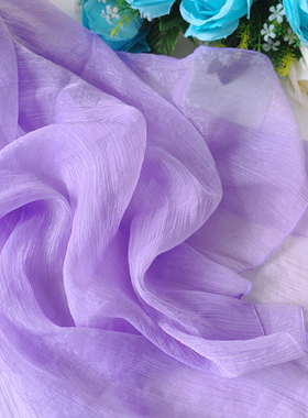 汉服披帛浅紫色百搭古风纯色锦丝皱亮光舞蹈飘带唐风披巾飘逸头纱