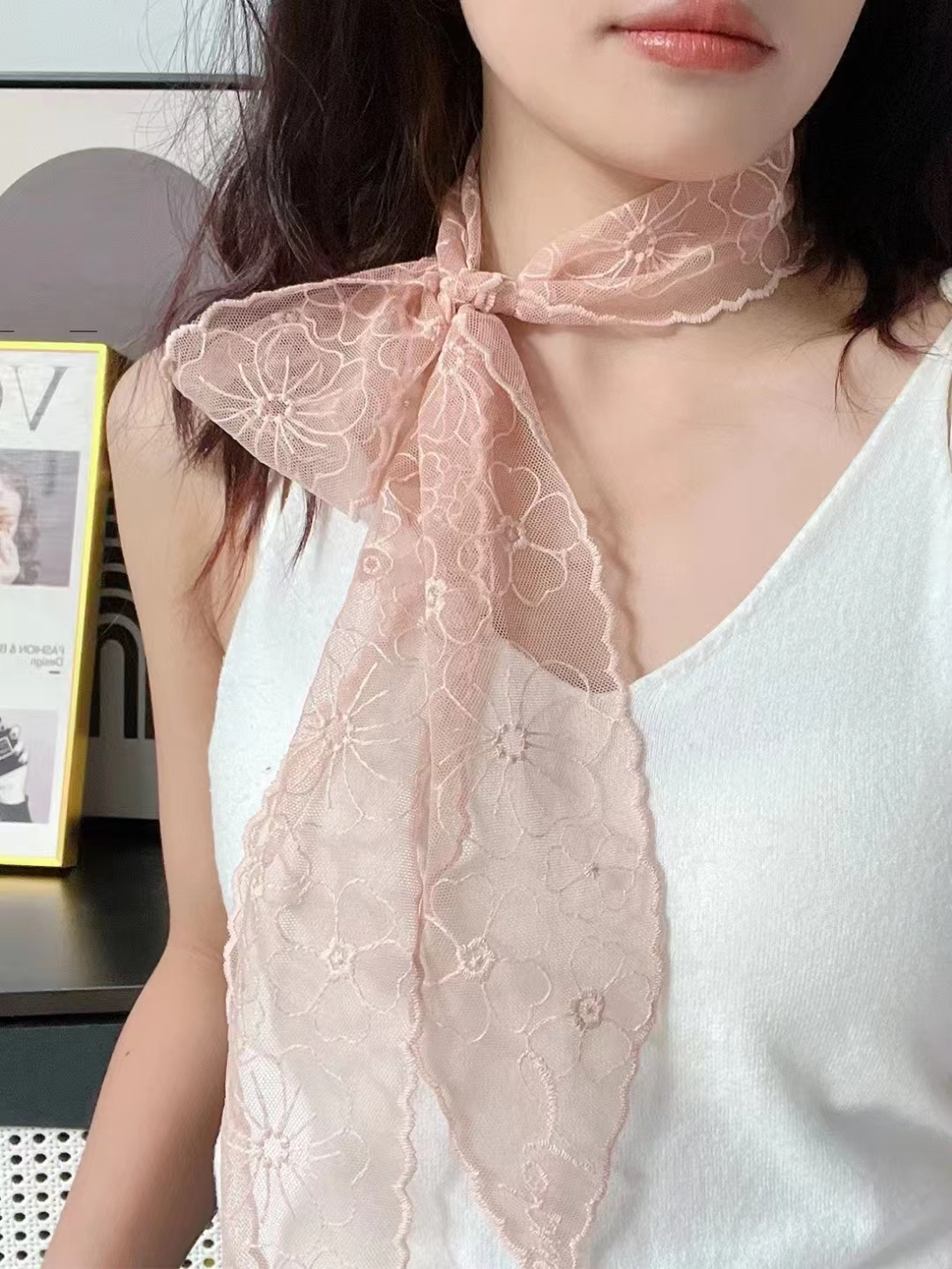 蕾丝飘带高级感腰带发带长条丝带女装饰围巾小丝巾甜美少女编发潮