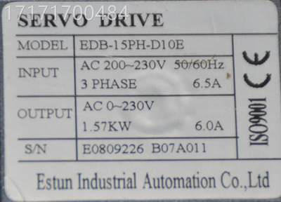 看埃斯顿 ED1B-15PH-D10E EMH-015AM22-5D0 1.57KW10转伺服电机套