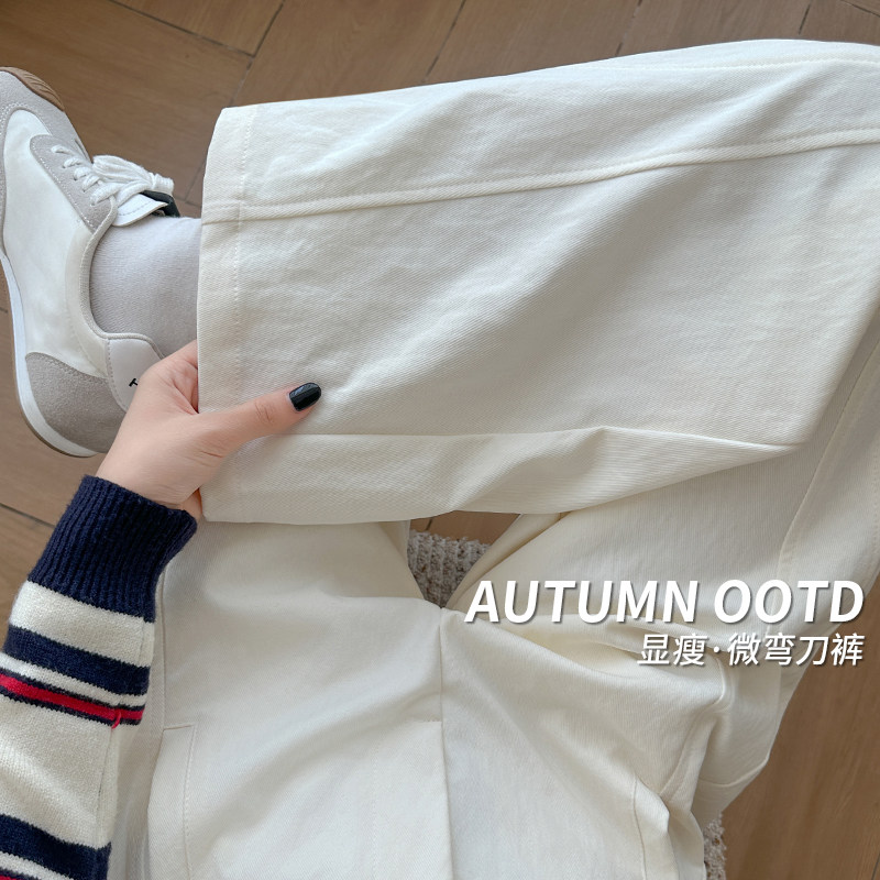 美式香蕉运动裤女2026年春秋款甜美韩系显高学院风弯刀阔腿裤