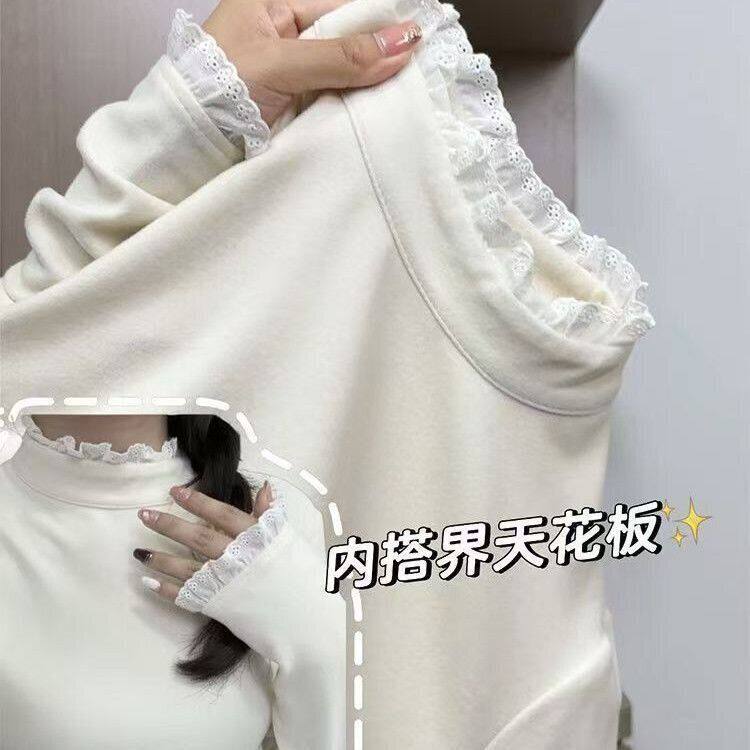 加绒加厚甜美内搭长袖T恤上衣