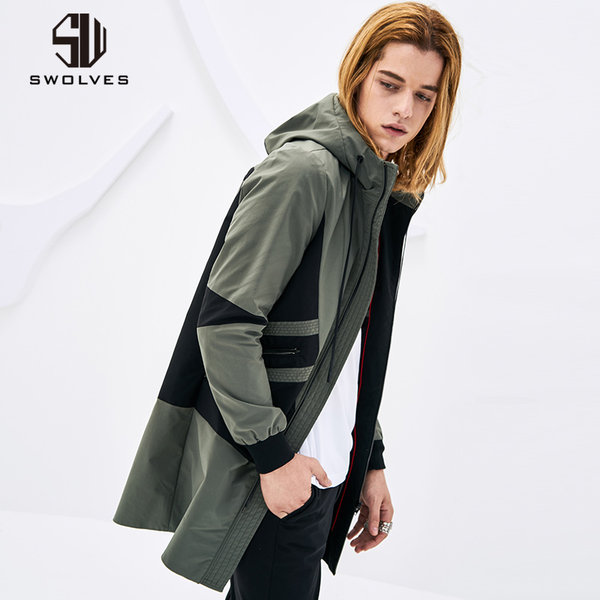 七匹狼旗下高端男装品牌 圣沃斯 18年春季新款 中长款男式连帽风衣 天猫优惠券折后￥329包邮（￥579-250）