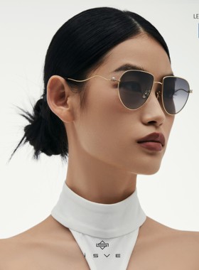 气质女款镶钻贵气墨镜粉蓝镜片