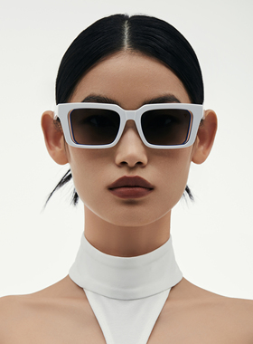 百搭通勤方形镂空撞色板材墨镜