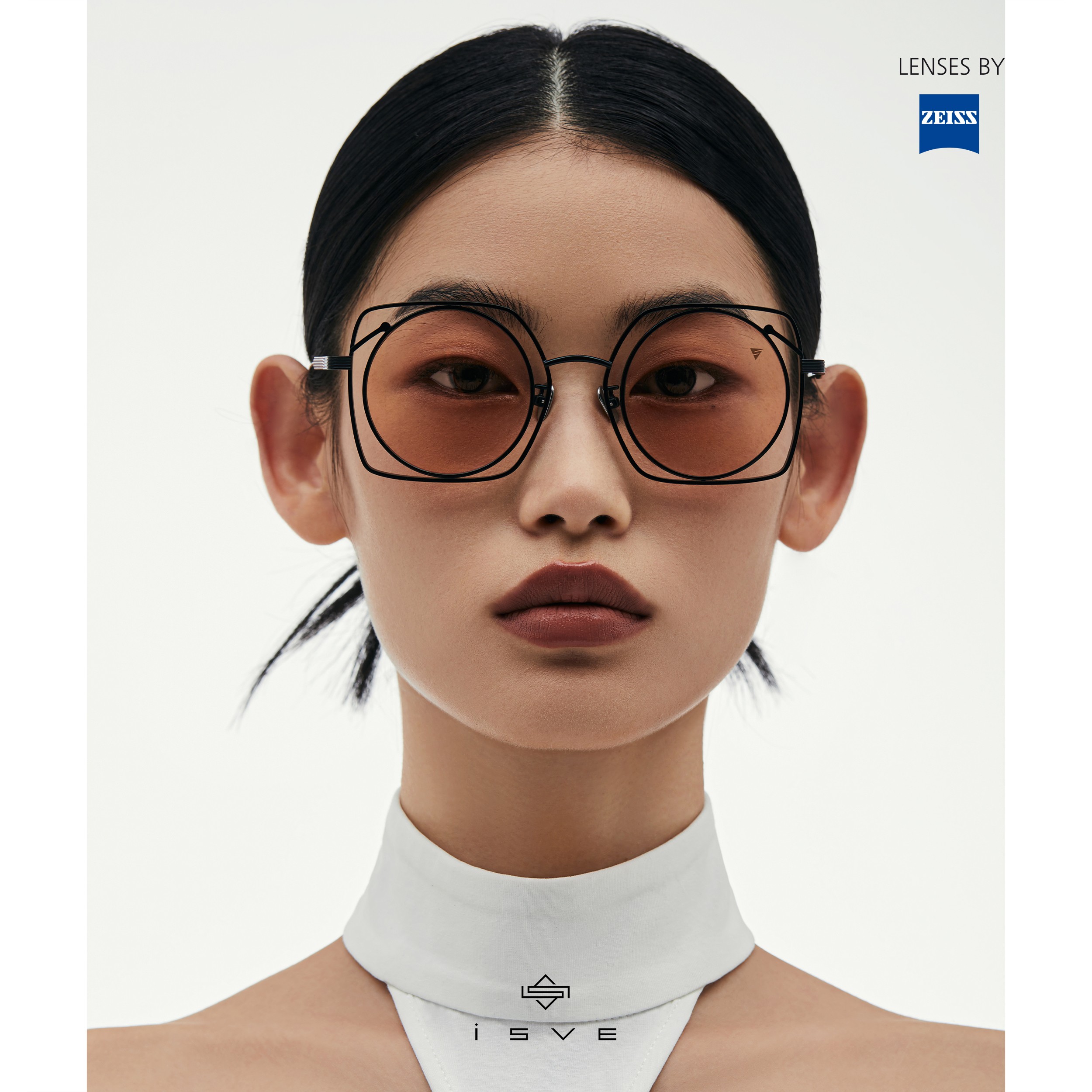 复古设计可旋转镜片撞色墨镜圆框