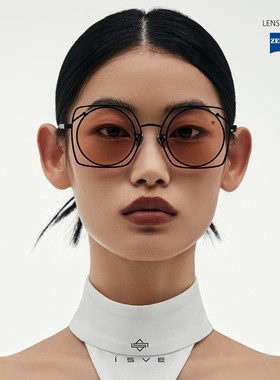 复古设计可旋转镜片撞色墨镜圆框