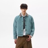 高级感cleanfit翻领巴恩风工装 夹克男士 外套 复古水洗做旧短款 美式