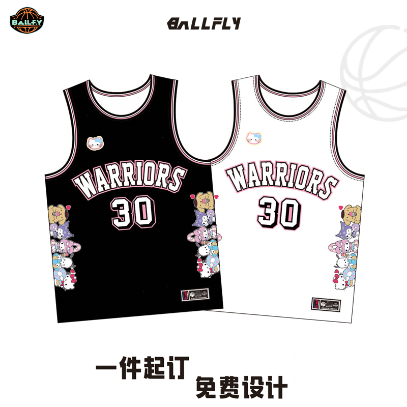 BALLFLY球服定制库里美式球衣卡通HelloKitty学生篮球服套装队服