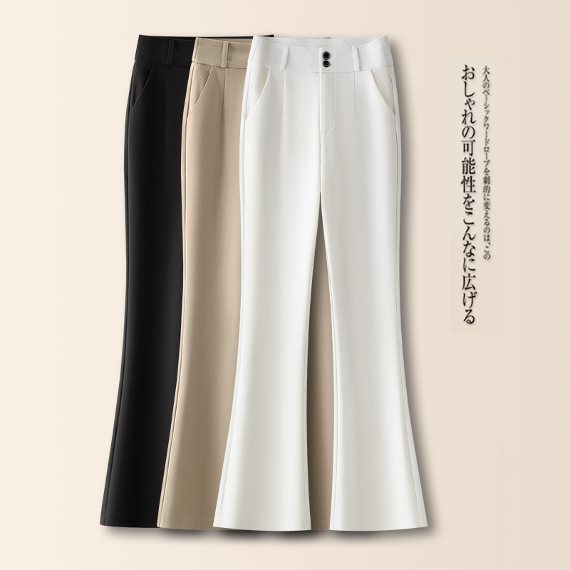 夏季薄款高腰显瘦微喇西装裤