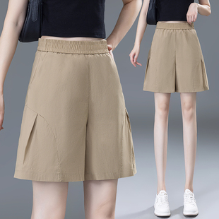 休闲裤 早春新款 五分裤 女2026春夏宽松显瘦时尚 子 松紧高腰阔腿短裤