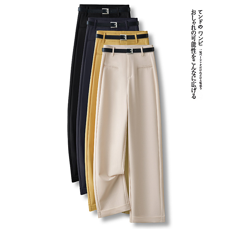 2025年新款西装阔腿裤女春夏季口袋直筒裤垂感气质西裤女式休闲裤