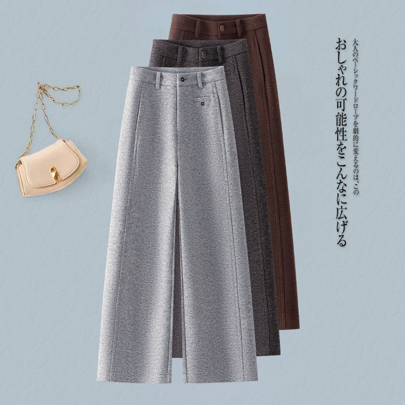 高端九分直筒后妈裤子2025新款毛呢阔腿裤女秋冬时髦洋气时尚休闲