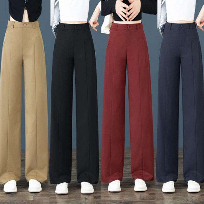 卡其色窄版阔腿裤女2026春秋季新款高腰宽松显瘦时尚休闲直筒裤子,女装/女士精品,休闲裤,淘宝优惠券,粉丝福利购,淘宝优惠卷
