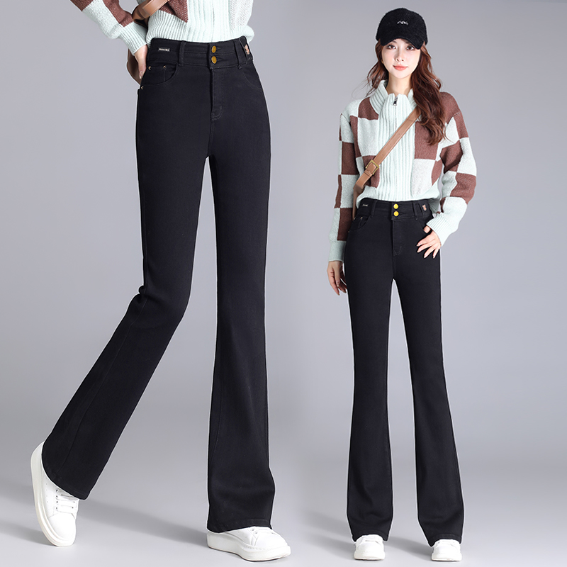 高腰微喇牛仔裤女款爆款2025秋季新款正品修身显瘦小个子喇叭裤子