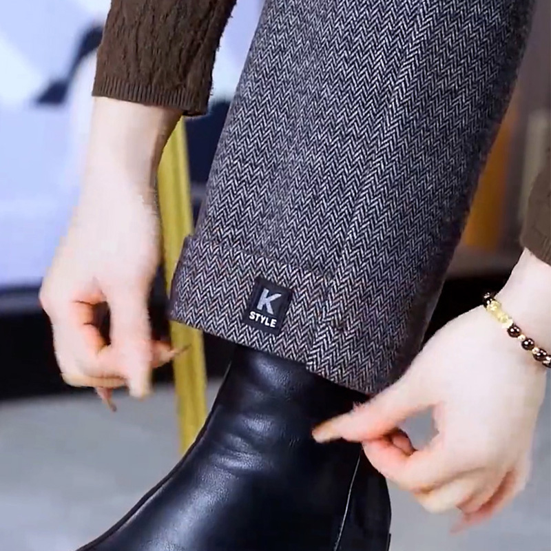 灰色裤子女2025新款春秋款梨型身材粗腿宽胯小个子九分毛呢阔腿裤