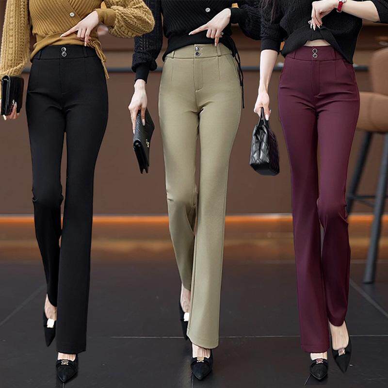 弹力微喇裤女秋季款高腰西装裤