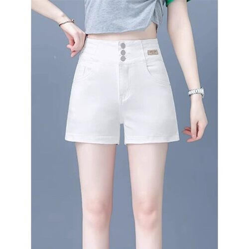 白色牛仔短裤女2026夏季新款高腰薄款a字外穿显瘦直筒阔腿热裤