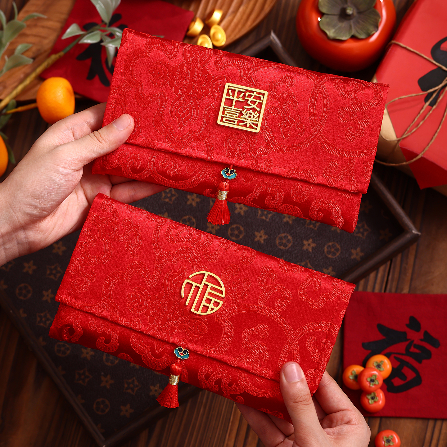 2026织锦红包新年压岁福袋马年利是封春节万元布艺大红喜庆乔迁礼