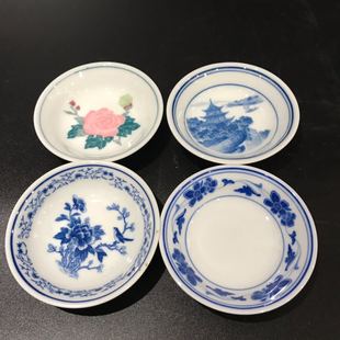 醴陵瓷器釉下彩群力双凤味碟青花陶瓷酱油碟微波炉调味碟直径10cm