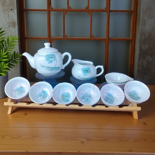 醴陵釉下五彩手绘兰荷花茶具套装家用办公泡茶壶茶杯高温陶瓷HH