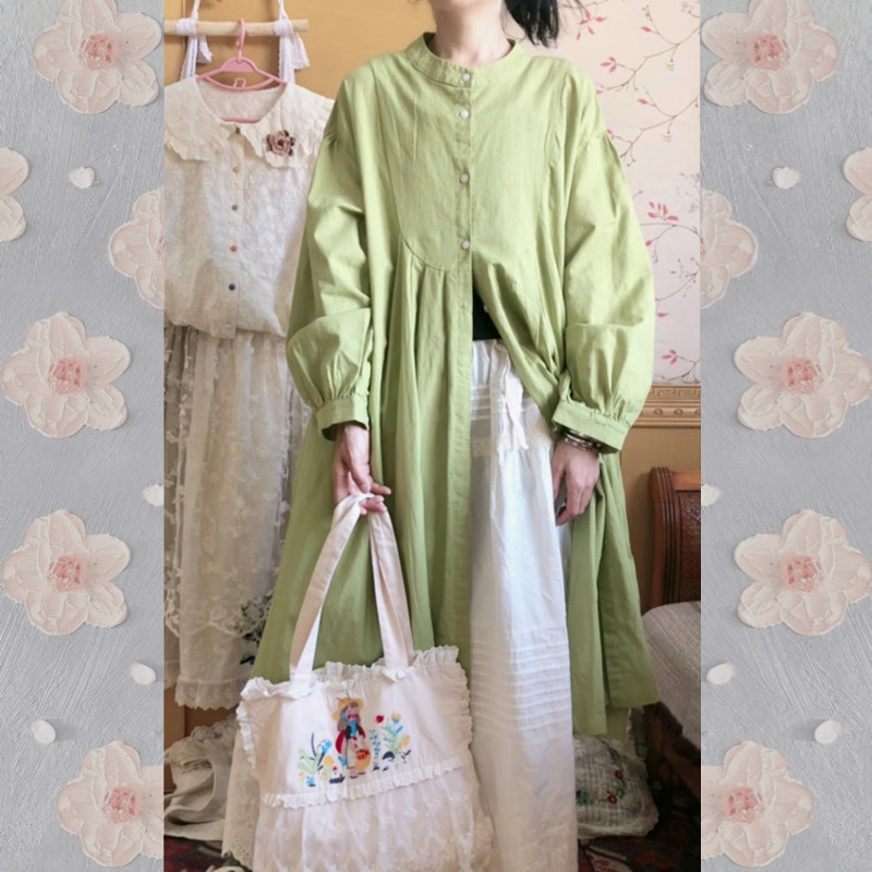 Y-Y大码女装文艺清新风宽松麻棉大码连衣裙叠穿韩版百搭纯色裙子