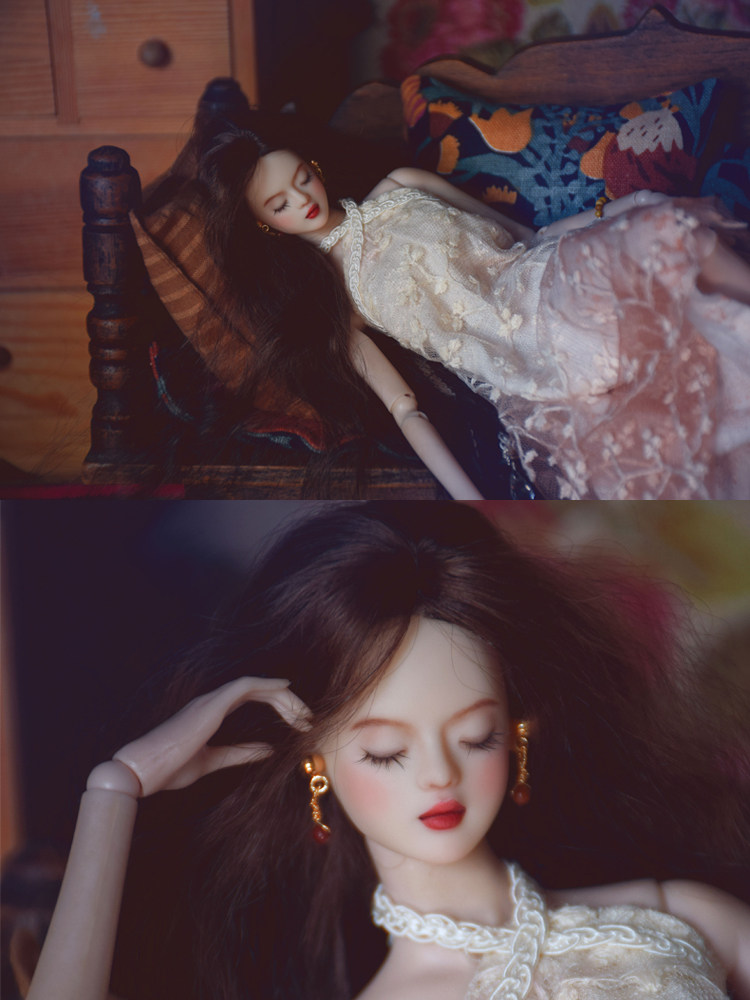 定制kissmela原创手绘妆面娃娃睡美人套装高度30厘米关节可动玩偶