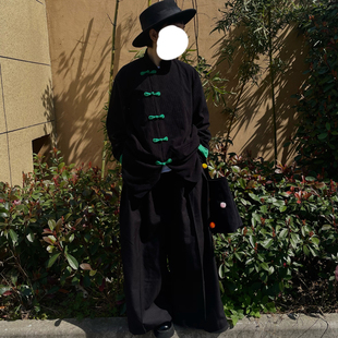 原创春秋撞色盘扣中国风条绒西装外套女中式洋气立领小众休闲西服