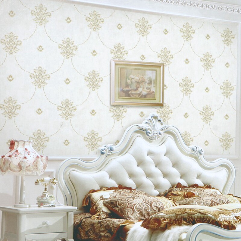 美式复古墨绿色欧式大花壁纸 3d立体淡蓝色浅黄色简欧宫廷花墙纸