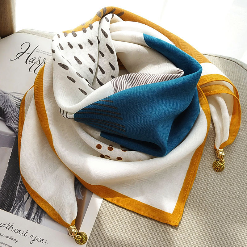 棉质装饰小围巾领巾磁扣百搭方巾