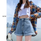 Джинсовая юбка, шорты, летние тонкие модные штаны, коллекция 2023, А-силуэт, свободный крой, высокая талия