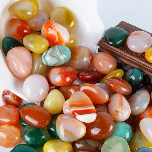 南京雨花石原石天然鹅卵石鱼缸造景装饰五彩石头花盆铺面彩色石子