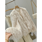 柜子549 非平替仅一批～羽饰金属线白色毛毛短外套S139