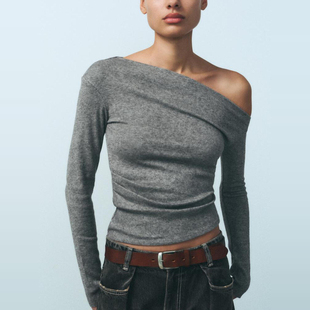 捡漏 M604 淘到门店219简约不对称漏肩打底衫