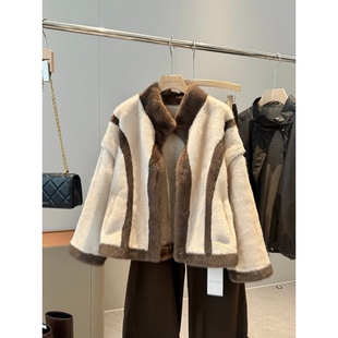 仿水貂绒撞色外套T297 同品质299 特价 捡漏