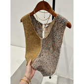 门店299 国外订单 定制花纱含羊毛复古风～毛线马甲背心L302